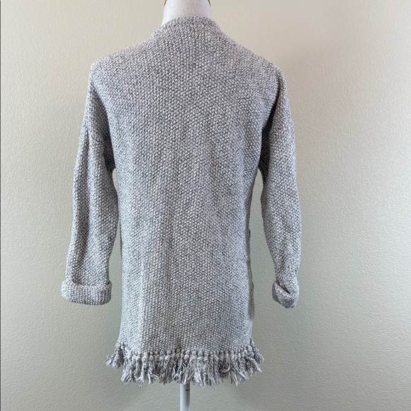 Madewell 100% Cotton Light Gray Open-Front Cardigan with Fringed Hem XXS - Picture 4 of 8